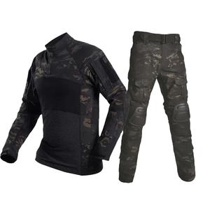 Trajes tácticos de camuflaje Airsoft, uniforme de manga larga, múltiples bolsillos, conjunto de ropa de combate Flog con rodilleras - Product Image 3