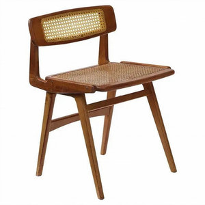 TeakWholesale Minimalist Teak Wood Cane Dining <b>Chair</b> Durable Handcrafted Restaurant <b>Cafe</b> Furniture - Product Image 1