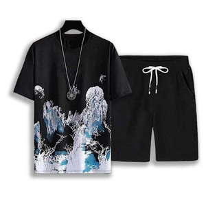 Ensemble pour hommes short deux pièces t-shirt fabricant Streetwear logo personnalisé été décontracté pantalon 2 pièces chemise homme sublimée personnalisée - Product Image 4