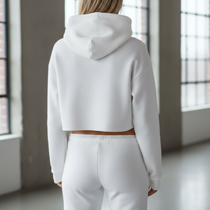 Haut court à capuche en molleton pour femme, coupe carrée, manches longues, couleur personnalisable, haute qualité, mode urbaine d'hiver, sexy - Product Image 6