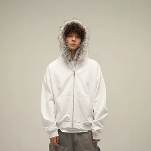 Y2k Hoodies Puff Imprimer Fourrure À Capuche Grunge Graphique Zip up Hoodies Veste Hip Hop Streetwear Sweats - Product Image 2
