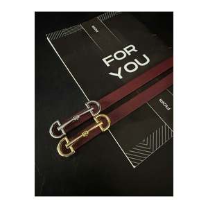 Set of Two Long Thin Women's <b>Belts</b> with Gold <b>Buckles</b>, Suitable for Jackets, Shirts, and Dresses. - Burgundy-<b>Silver</b>-Gold - Product Image 3