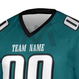 Maillot de football américain personnalisé en gros, impression intégrale, manches courtes, maille respirante de haute qualité, coupe ample pour hommes - Product Image 4