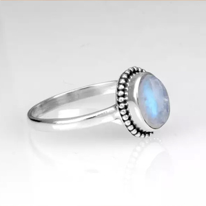 Latest Design Natural White <b>Rainbow</b> Moonstone 925 Sterling Silver 8x10mm Oval Shape Fine Handmade Bohemian Jewelry Women's Gift - Product Image 2