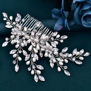 Bridella BHP527-S Silver Rhinestone & Pearl Tiara-Comfortable Fit <b>Bridal</b> <b>Headwear</b> for Weddings Proms & Formal Events - Product Image 1