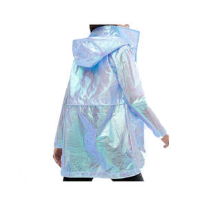 High Quality High Visibility Reflective Waterproof Canvas Rain Jacket Windbreaker <b>Detachable</b> Hood Front Zipper Closure Solid - Product Image 2