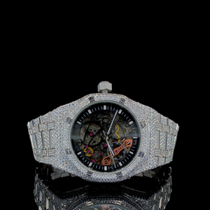 Montre à quartz personnalisée de luxe de haute qualité pour femmes avec cadran rectangulaire en acier inoxydable diamant moissanite et bracelet à fenêtre en cristal - Product Image 5