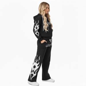 Ensemble sweat-shirt et jogging imprimé délavé surdimensionné, décontracté, 100% coton molletonné, motif de survêtement unisexe - Product Image 6