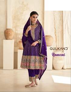 ชุดสูทผ้าซอลวาร์ผ้าไหมหนักชุดปักลายเรียงตามลำดับสำหรับงานออกแบบล่าสุด - Product Image 4