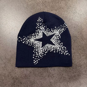 2025 mới mù<span class=keywords><strong>a</strong></span> thu và mù<span class=keywords><strong>a</strong></span> đông dệt kim Jacquard ngũ giác sao Beanie Mũ hip hop đường phố cá tính mũ lạnh - Product Image 3