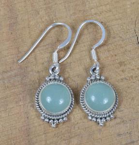 Pendientes de piedras preciosas de plata de ley sólida Pendientes colgantes de Aguamarina para niñas Joyería de plata 925 Forma redonda para mujeres - Product Image 2