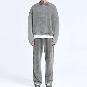 Basics Hommes Boxy Crewneck lavé à l'acide French Terry Pull Respirant Dropshoulder Crew Neck Sweat coton mélangé - Product Image 3