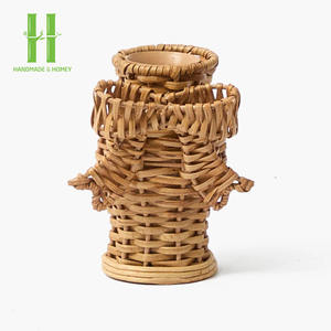 Vase en rotin naturel fait à la main de haute qualité porte-fleurs décoratif pour Boho moderne ou décor à la maison rustique OEM fabriqué au Vietnam - Product Image 5