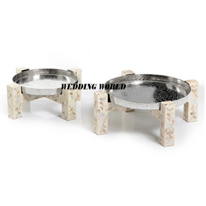 Ensemble de deux bol à chocolat avec support en nacre bol à chocolat décoratif de luxe forme ronde bol à chocolat fantaisie - Product Image 3