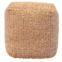 Ottoman rond en jonc de mer tissé naturel, décoration d'intérieur, OEM acceptable, table basse ottoman, fabriqué en usine au Vietnam
