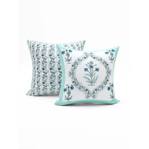 BLOCKS INDIA Ensemble Diwan en coton 8 pièces Drap de lit imprimé et housses de coussin (Turquoise) Ensemble de literie pour hall de salon - Product Image 4