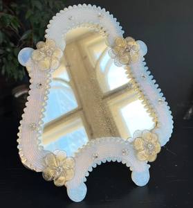 Vintage Murano <b>Mirror</b>, <b>Table</b> <b>Top</b> Vanity <b>Mirror</b>, Venetian Murano Glass Frame Makeup <b>Mirror</b> - Product Image 4