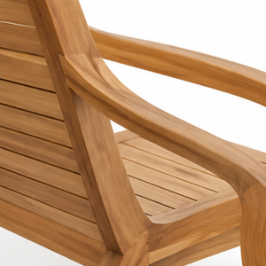 Chaise longue d'extérieur en teck massif avec accoudoirs incurvés, inclinable et réglable, pour jardin, piscine ou terrasse - Product Image 5