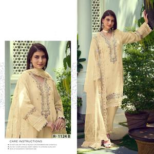 Top ou-ganja avec fond en soie de viscose avec filet brodé travail dupatta kurti set - Product Image 4