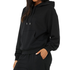 Sweat à capuche d'hiver personnalisé haut de gamme pour femme, design décontracté coupé-cousu avec logo frontal, prix d'usine, doublé - Product Image 4