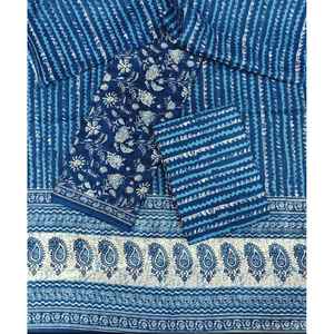 Salwar Kameez de Algodón con Estampado Jaipuri y Dupatta, Vestido Indio con Costuras Reforzadas en Estilo Pakistaní - Product Image 1