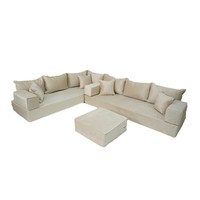 Canapé-Lit de Sol Majlis en Forme de L | Assise Modulable Arabe Marocaine | Canapé Convertible en Velours CertiPUR-US