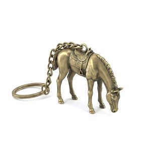 Llavero de metal con figura de caballo, redondo, de aleación de zinc, chapado en oro, con impresión UV y esmalte suave, venta al por mayor del fabricante - Product Image 5