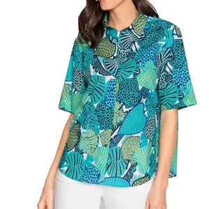 2024 Summer Beach Women Tops Soft Rayon Fabric Summer Wear Hawaii Blouse For Women