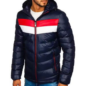 Chaqueta de plumón de lino ligera con logotipo personalizado para hombre, abrigo de invierno para exteriores con logotipo teñido liso acolchado a prueba de viento - Product Image 3