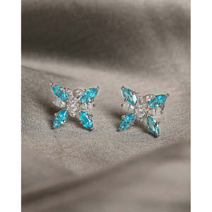 NOVAMART Fine Zinc Alloy Marquise Cut Trendy Butterfly <b>Stud</b> <b>Earrings</b> with Zircon and Brass Wholesale Export - Product Image 2