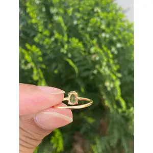 แหวนมอร์แกไนต์ธรรมชาติชุบทอง 14k ดีไซน์วินเทจ ประดับอย่างมีสไตล์ เครื่องประดับหมั้นสุดอินเทรนด์ - Product Image 3