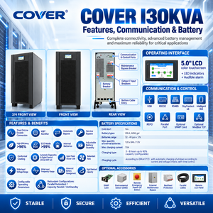 เครื่องสำรองไฟฟ้าแบบออนไลน์ COVER I30KVA SAI สามเฟส 30KVA / 30000W แบบทาวเวอร์ ระบบแปลงไฟแบบดับเบิ้ล พร้อมแบตเตอรี่ในตัว 120 ก้อน 9Ah - Product Image 3