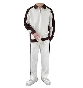 Costume décontracté haut de gamme pour hommes avec de beaux vêtements Nouveau printemps et automne Sweat-shirt de couleur contrastée Ensemble deux pièces - Product Image 1