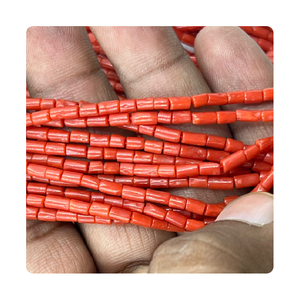 Collar de piedras preciosas de Coral italiano, cuentas de alta calidad, pulido suave, forma de tubo de 4mm, aproximadamente 20 pulgadas de largo, joyería de Coral italiano - Product Image 4
