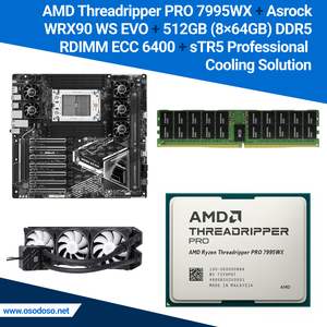 Conjunto AMD Threadripper PRO 7995WX + ASRock WRX90 WS EVO 256GB/512GB DDR5 RDIMM - Product Image 2