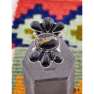 Bague artisanale en argent sterling plaqué or rose 18 carats avec turquoise Black Jack et sertissage invisible, cadeau idéal - Product Image 2