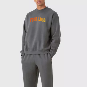 Chándal gris vintage hecho a medida, conjunto de sudadera y pantalones de chándal de algodón 100% para hombre, Jersey, chándal de cuello redondo para hombre - Product Image 3