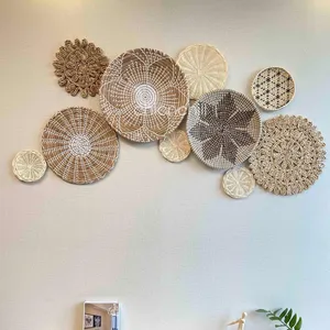 热销趋势少量斯堪的纳维亚风格越南制造家居装饰工艺海草手工编织海草篮子墙壁装饰