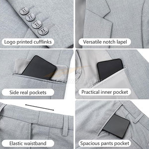 Costume 3 pièces pour homme Smoking de mariage coupe ajustée avec gilet et pantalon à simple boutonnage pour le marié ou le bal de promo - Product Image 6