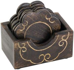 Sous-verres décoratifs pour table à manger, sous-verres artisanaux, style décontracté, thé, café, bière, carrelage carré, sous-verres en bois - Product Image 5