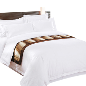Ensemble de literie d'hôtel de qualité satin en vrac vente en gros King Size 100% coton couverture de drap de lit blanc qualité satin imprimé soie de bambou - Product Image 1