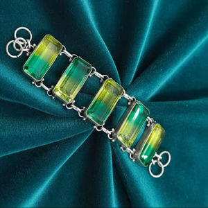 High Quality Colorful Square Natural <b>Stone</b> Beaded <b>Bracelet</b> Brass Jewelry with Decorative Charms for Partys - Product Image 1
