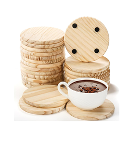 24 sous-verres en bois non finis, sous-verres ronds en bois brut de 4 pouces pour l'artisanat, sous-verres épais avec 96 nœuds en mousse pour le bricolage - Product Image 6