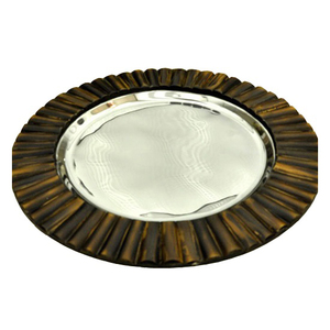 Assiette de service en métal, bordure en relief, forme arrondie, accessoires de mariage, vaisselle, décoration de table, service de nourriture - Product Image 1