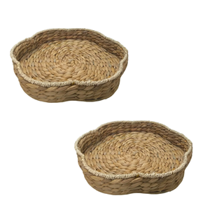 ถาดดอกไม้ทำจากผักตบชวา ขายส่งจากเวียดนาม ถาดเสิร์ฟลายดอกไม้ทำมือ ตะกร้าผลไม้สไตล์โบโฮ ของตกแต่งบ้าน งานฝีมือ - Product Image 5