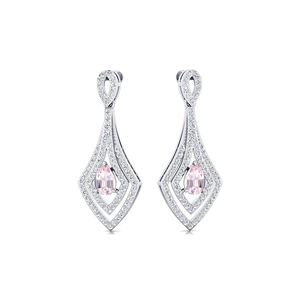 ต่างหูเพชรมอร์แกไนท์สีทองและเพชรแท้แบบห้อยดีไซน์หรูหราของขวัญวันวาเลนไทน์ขายส่ง - Product Image 1