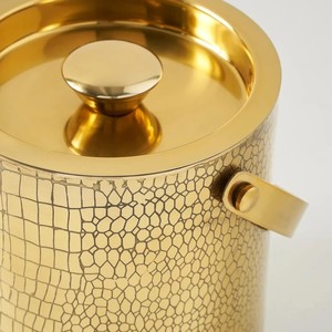 Cubo de Hielo de Latón Hecho a Mano con Tapa y Asa, Acabado Texturizado, Diseño Aislado para Fiestas en Bares de Hogares de Lujo y Regalos - Product Image 5