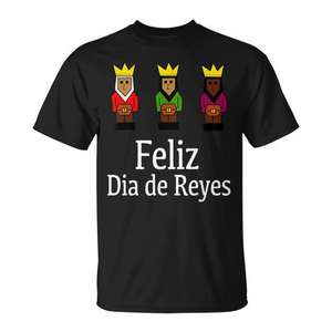 Camiseta Feliz Día de Reyes Magos Negra para Adultos Unisex, Cuello Redondo, Manga Corta, Impresión Digital, Regalos Religiosos de Iglesia - Product Image 1
