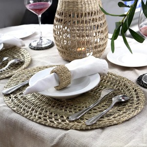 Tissé à la main rond Seagrass Rotin Mat et Pad Set Coaster Décoration En Gros du Vietnam Fournisseur Carton Emballé - Product Image 5