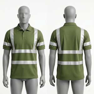 Men <b>Work</b> Polo Shirt 190 GSM Polyester Bird Eye Neon Yellow Reflective Safety Custom Logo Silicone Print Heat Transfer - Product Image 6